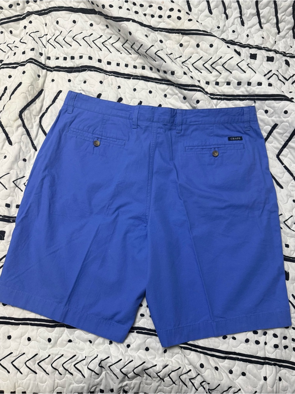 Chaps Men's Bright Blue Flat Front Cotton Shorts - Picture 3 of 3
